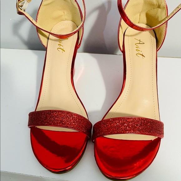 Red Glitter Wedges - Picture 2 of 4